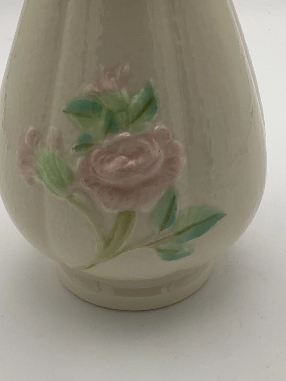 Vintage Belleek Irish Fluted Floral Vase